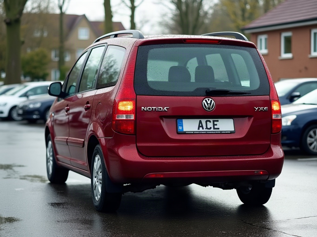 A photorealistic deep red seven-seater family MPV — AI car build by @tyuser