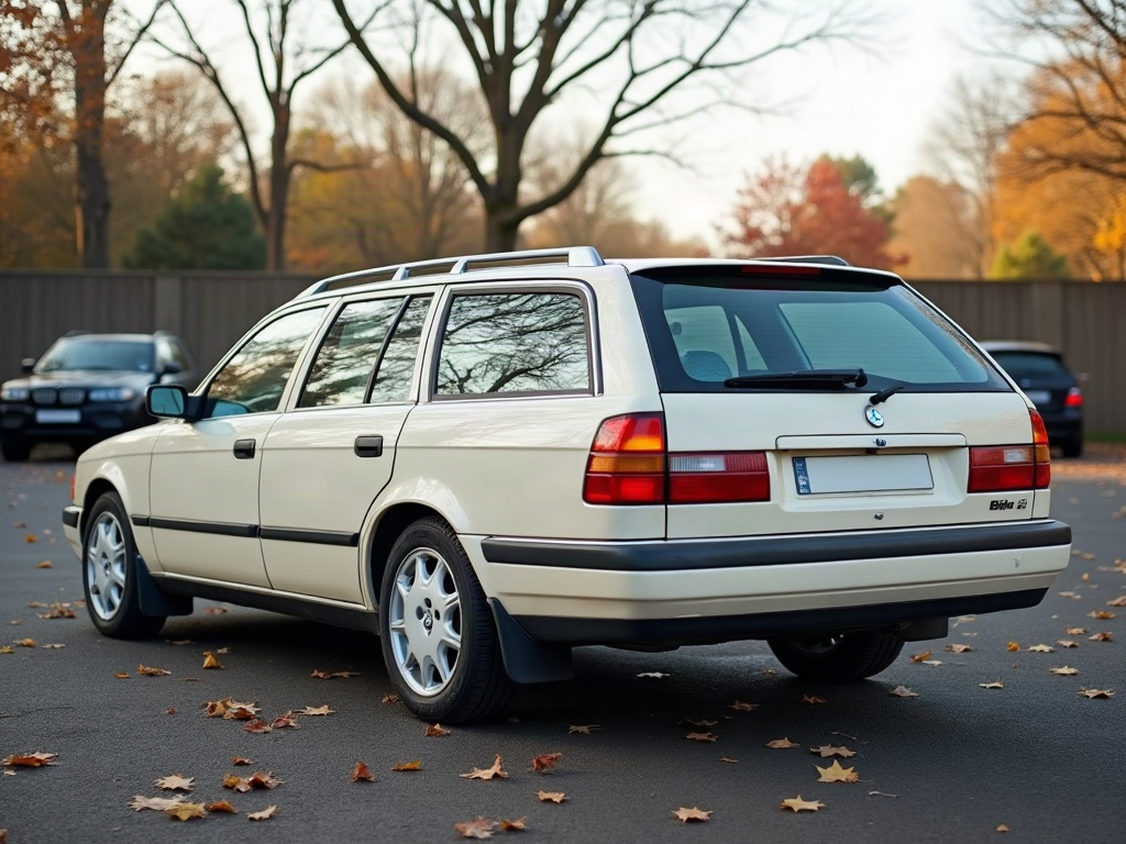 A photorealistic cream estate station wagon — AI car build by @henrikjosander