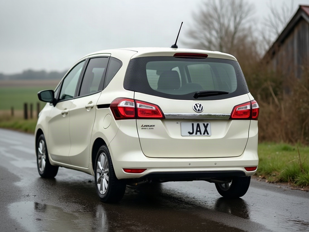 A photorealistic off-white small MPV people carrier — AI car build by @karleria123