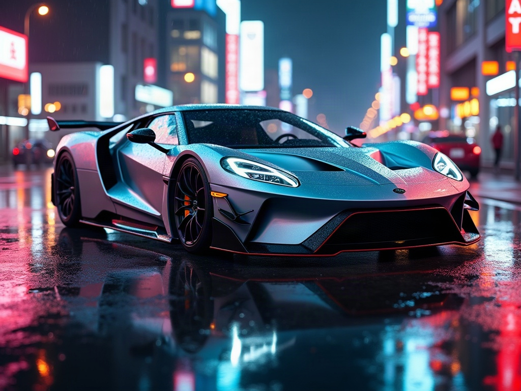 A photorealistic liquid-silver exotic supercar with an aggressive aero — AI car build by @ashleyrod