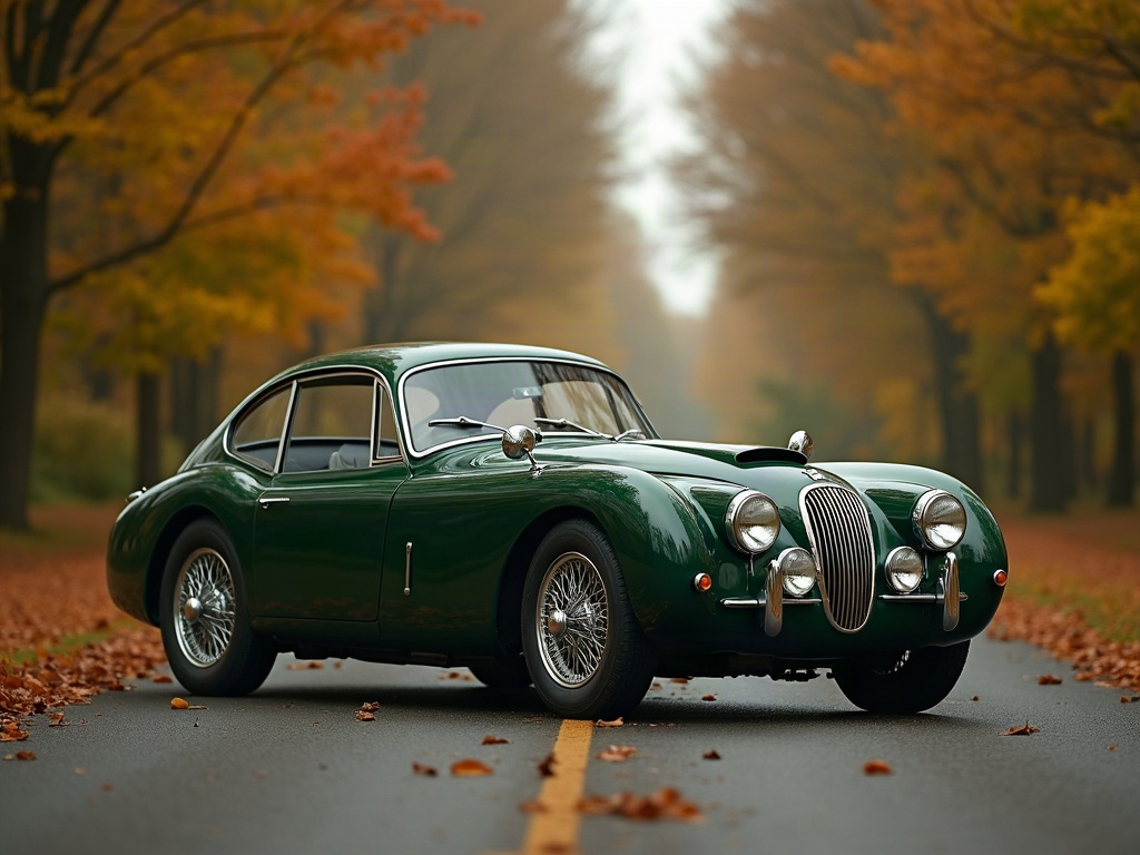 A photorealistic British-racing-green classic restomod coupe with chro — AI car build by @ashleyrod