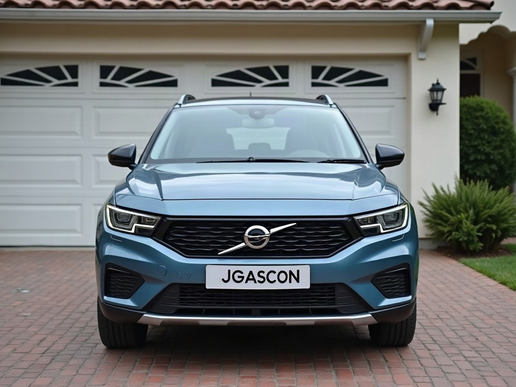 A photorealistic steel blue compact crossover — AI car build by @tebymg