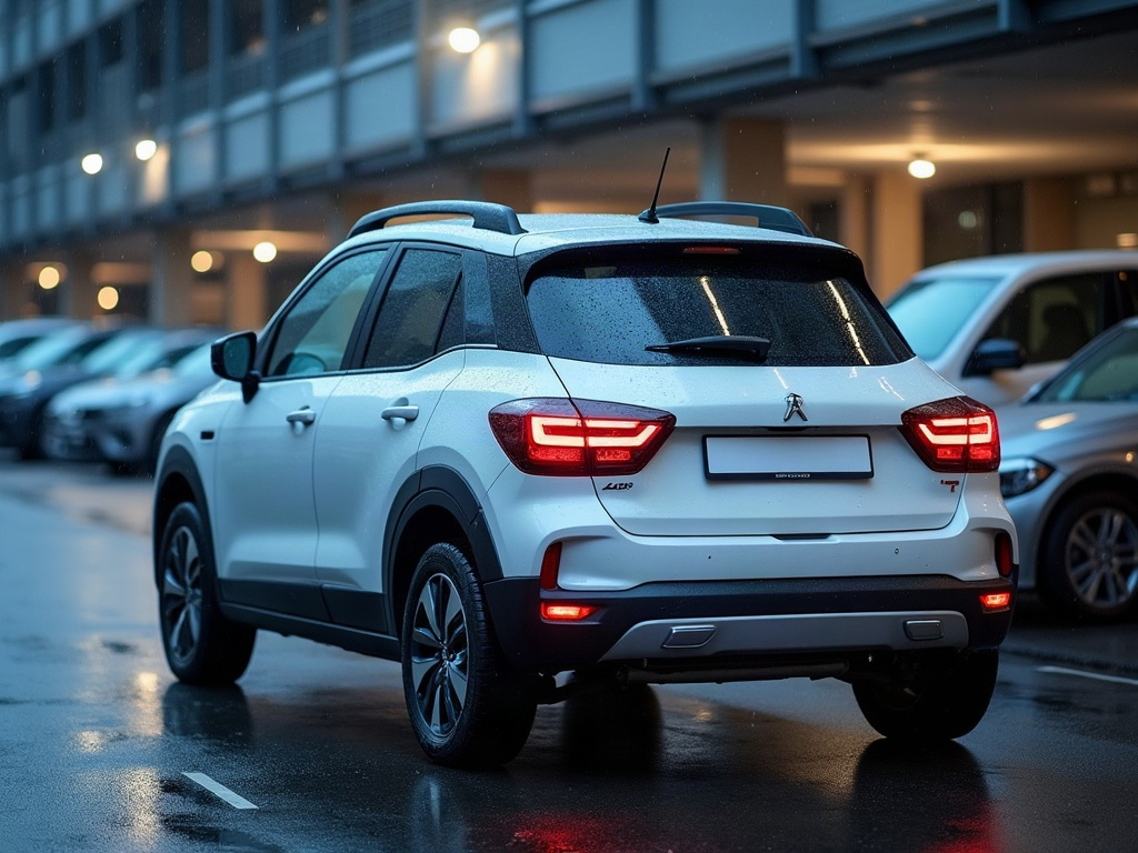 A photorealistic white boxy compact SUV — AI car build by @hafigueroa