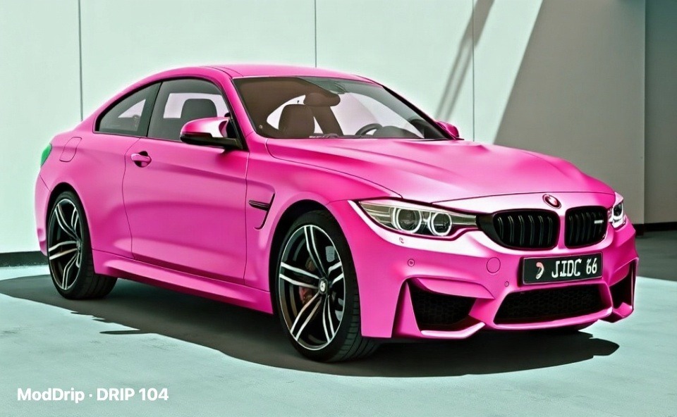 Change the car's paint to a soft satin pink finish — AI car build by @king