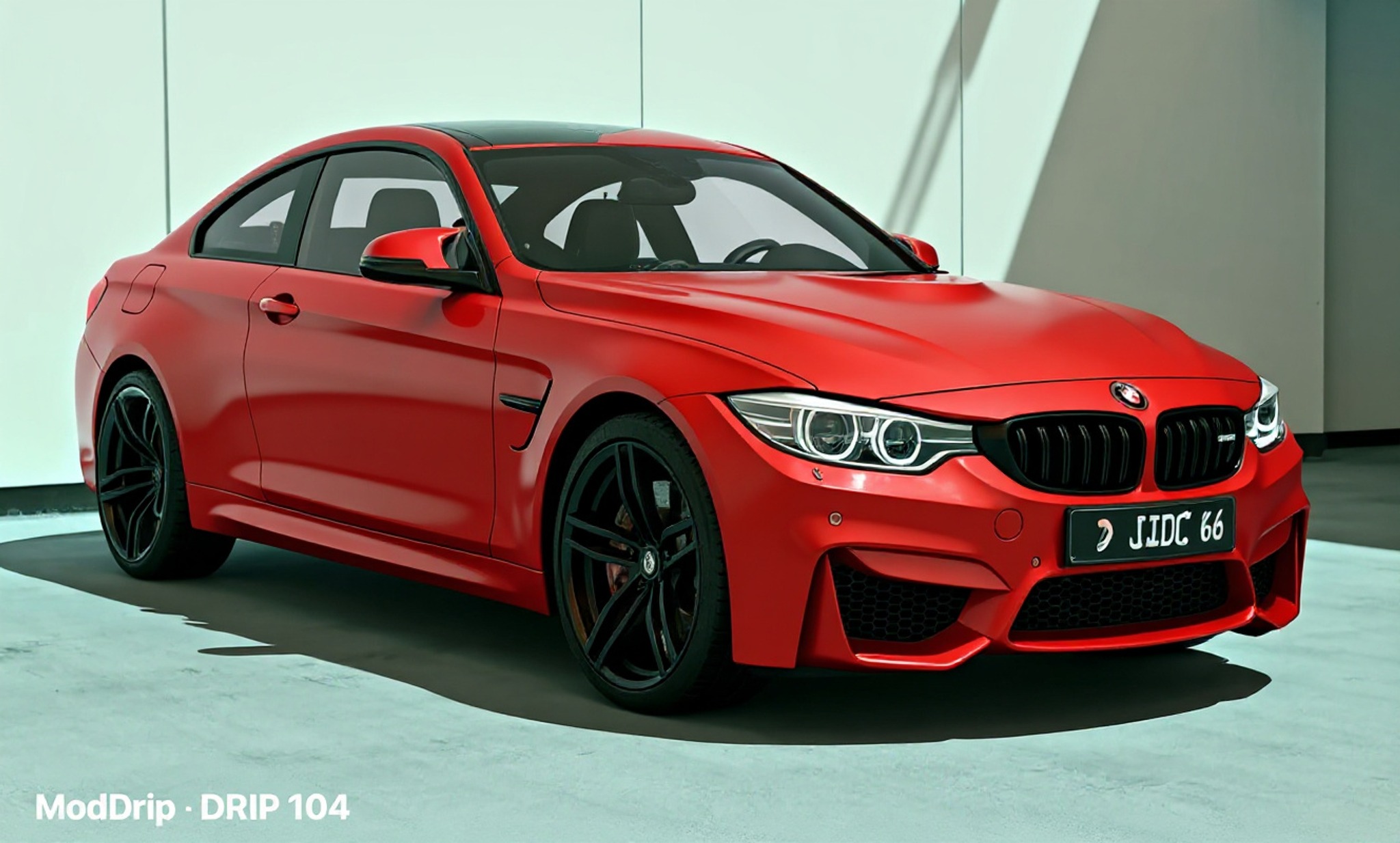 Change the car's paint color to vivid racing red with a glossy finish; — AI car build by @king