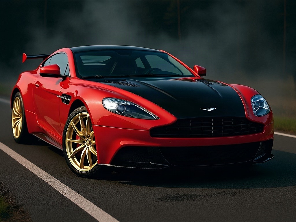 Replace the car's wheels with gold deep dish wheels with polished lips — AI car build by @king