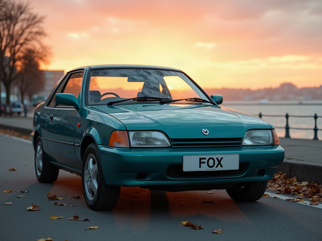 A photorealistic teal modest two-door coupe — AI car build by @rondy6
