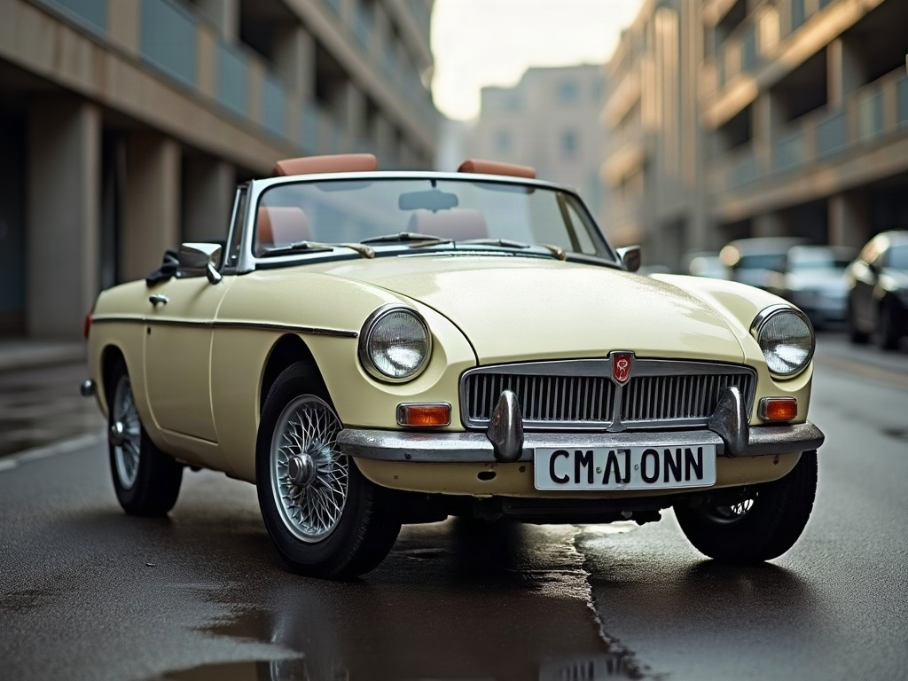 A photorealistic cream small convertible — AI car build by @cmadonna04