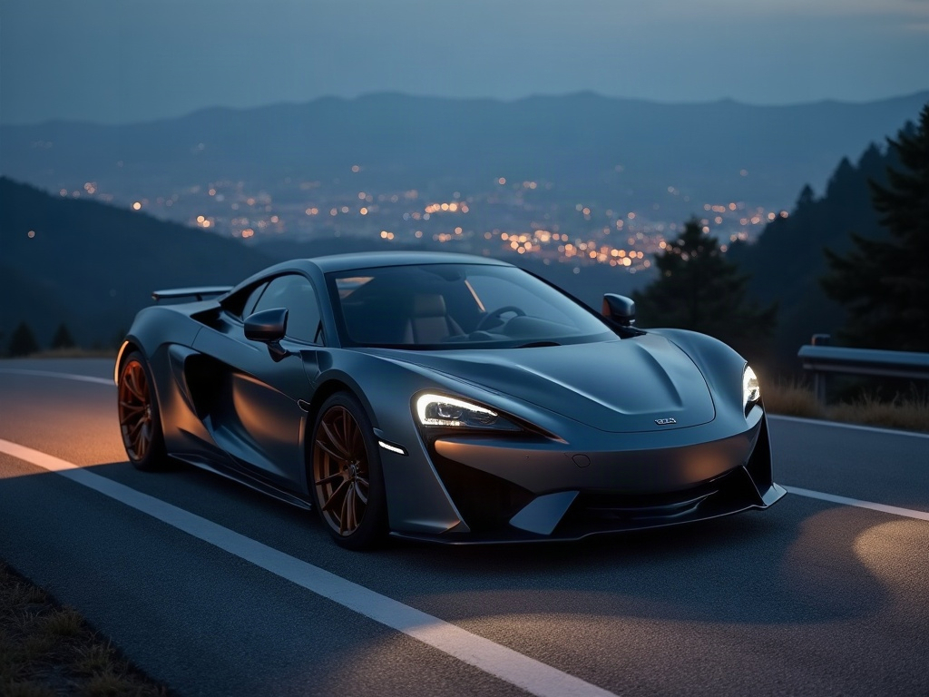 A photorealistic gunmetal grey luxury sports coupe with deep bronze wh — AI car build by @elcastilprof