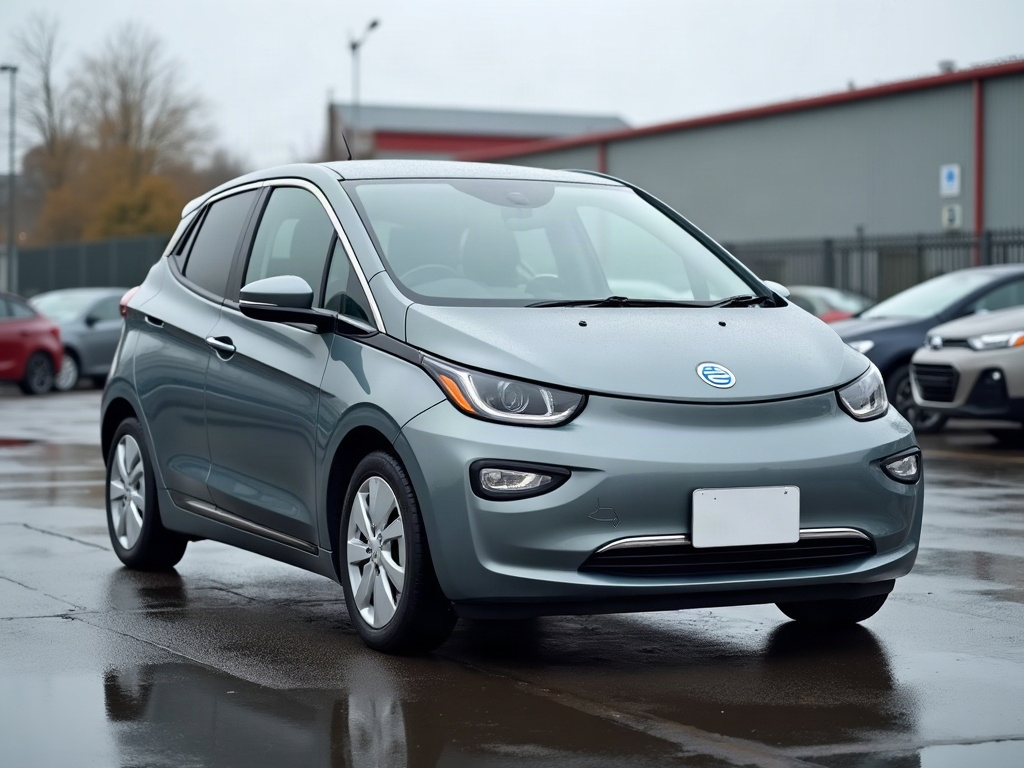 A photorealistic grey compact electric hatchback — AI car build by @hangmp0112