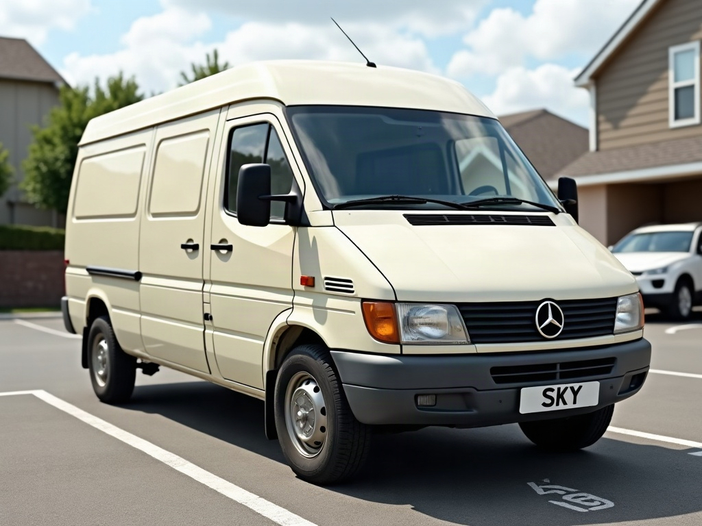 A photorealistic cream small delivery van — AI car build by @roukibrand