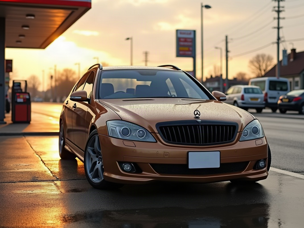 A photorealistic bronze four-door saloon car — AI car build by @titokskh4