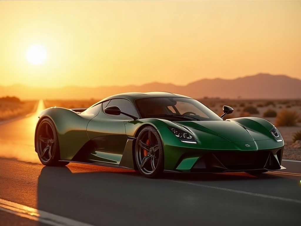 A photorealistic British racing green exotic mid-engine supercar with — AI car build by @chrome_ana