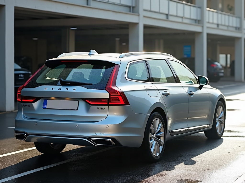 A photorealistic silver estate station wagon — AI car build by @rinaeds