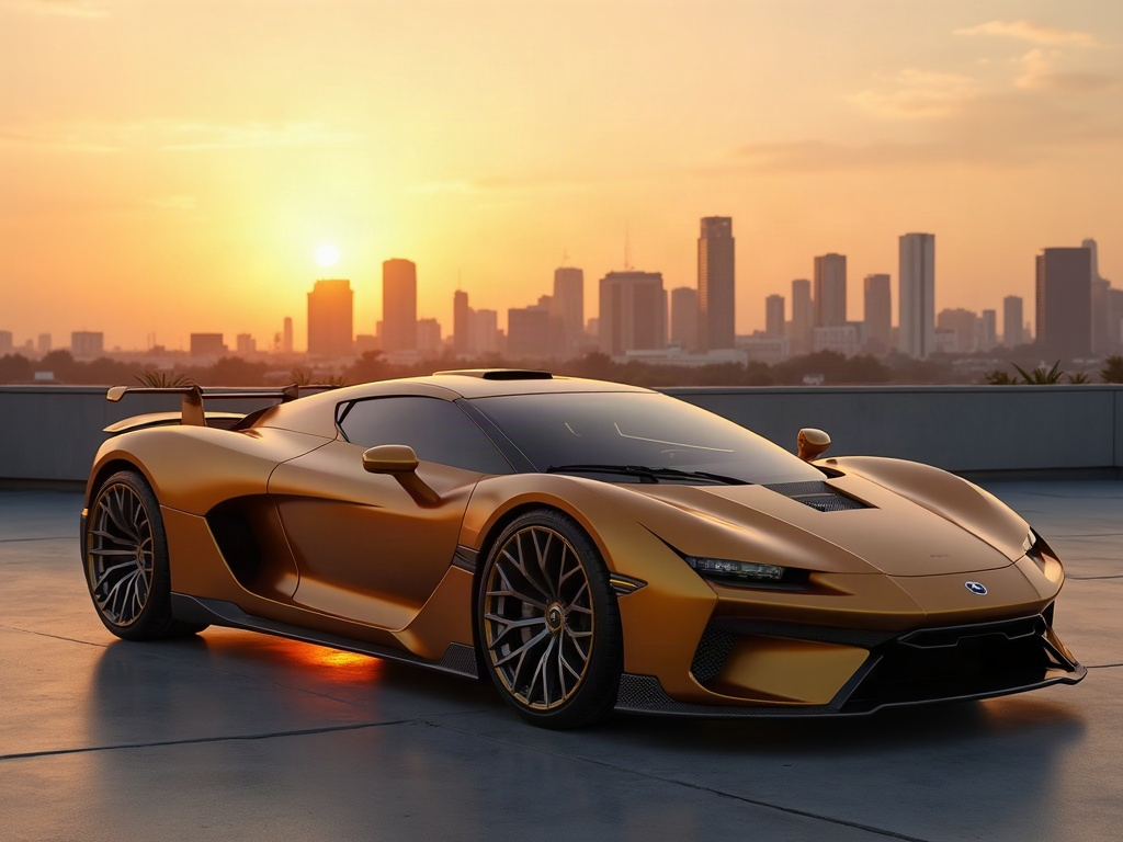 A photorealistic satin-gold grand tourer with a long hood and multi-sp — AI car build by @chrisdavistx