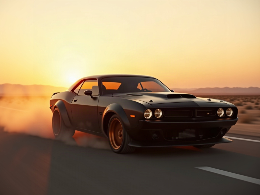 A photorealistic matte black wide-body American muscle car with deep b — AI car build by @amandawilson07