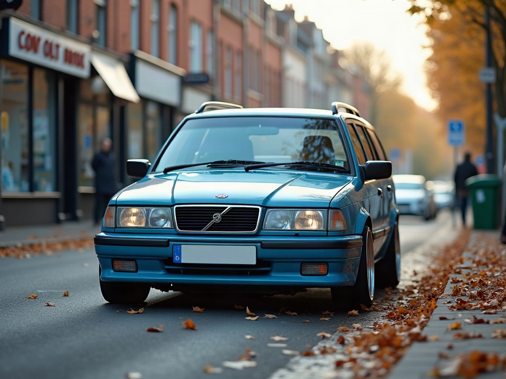 A photorealistic sky blue estate station wagon — AI car build by @drorosz
