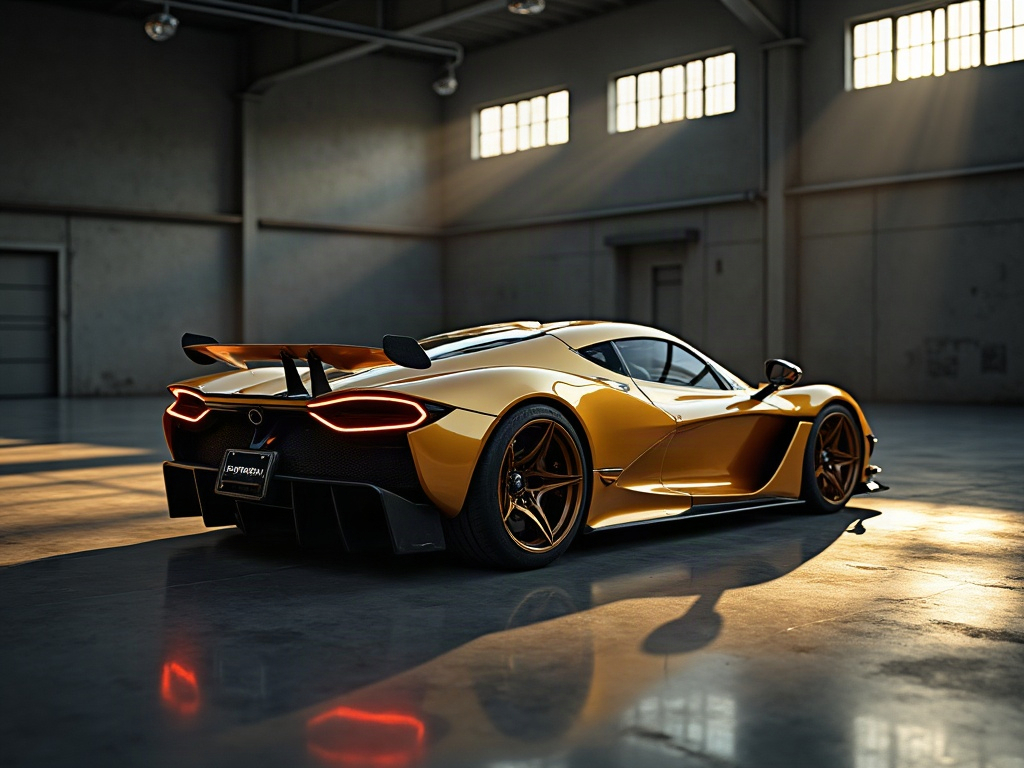 A photorealistic champagne gold track-focused hypercar with deep bronz — AI car build by @jaspmp55