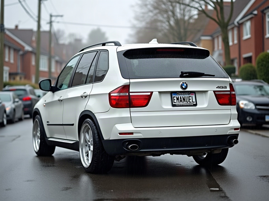 A photorealistic white small family SUV — AI car build by @alainngono