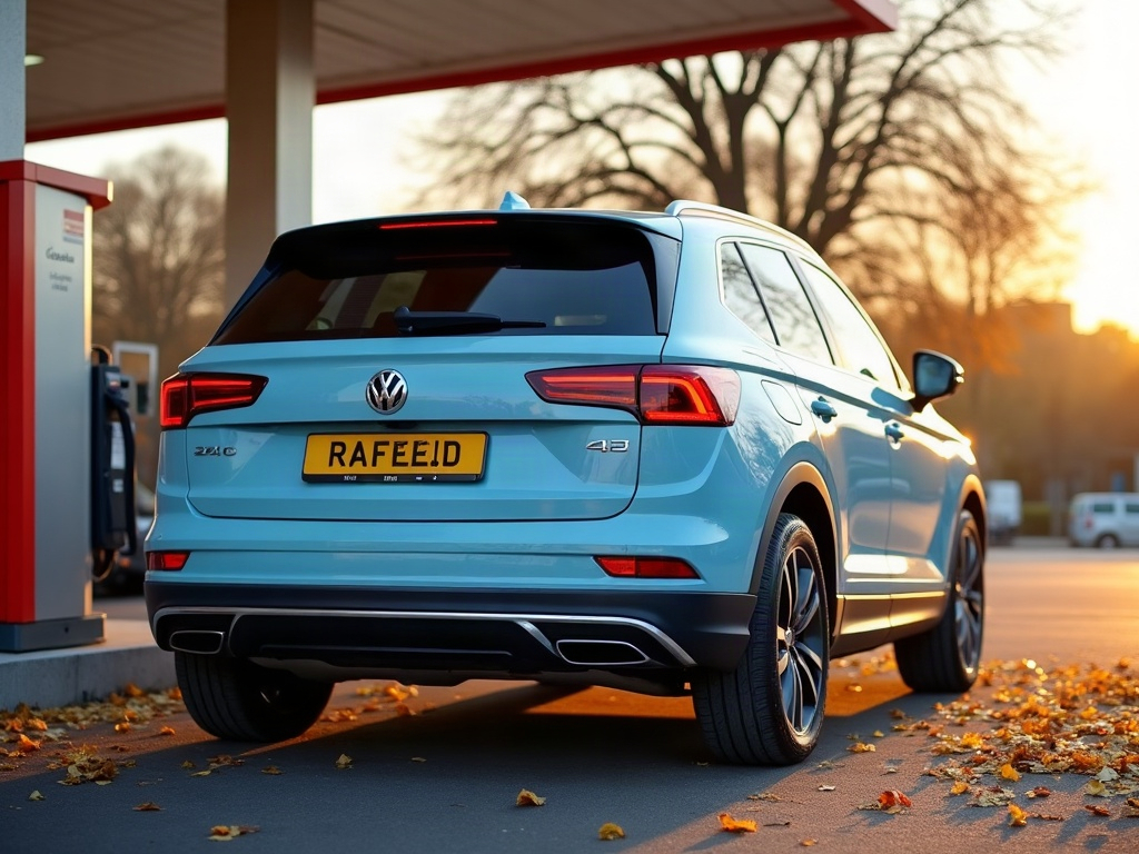 A photorealistic light blue boxy compact SUV — AI car build by @rafaeldrazdauskas