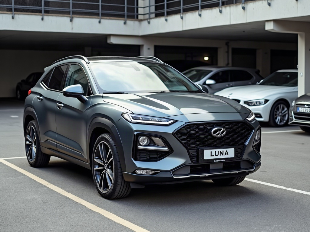 A photorealistic anthracite crossover SUV — AI car build by @rafaeldrazdauskas