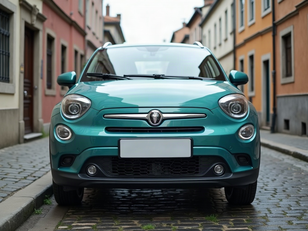A photorealistic teal boxy compact SUV — AI car build by @gifunigiusi