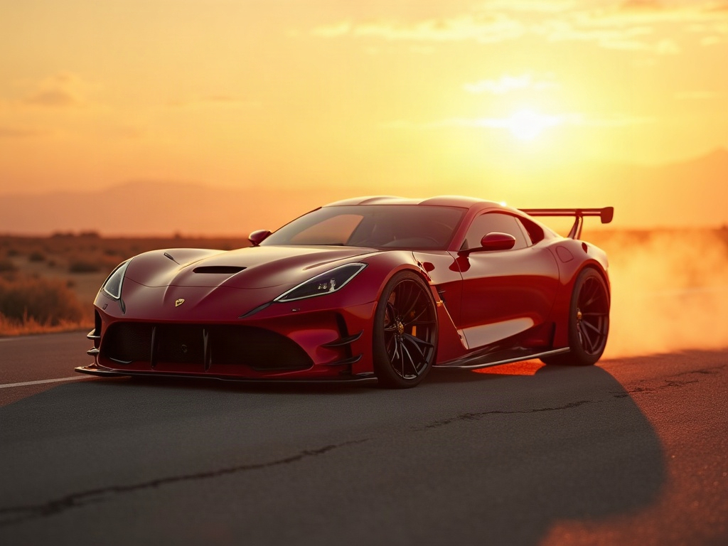 A photorealistic blood red long-hood grand tourer with satin-black mul — AI car build by @adrissamaraguirra