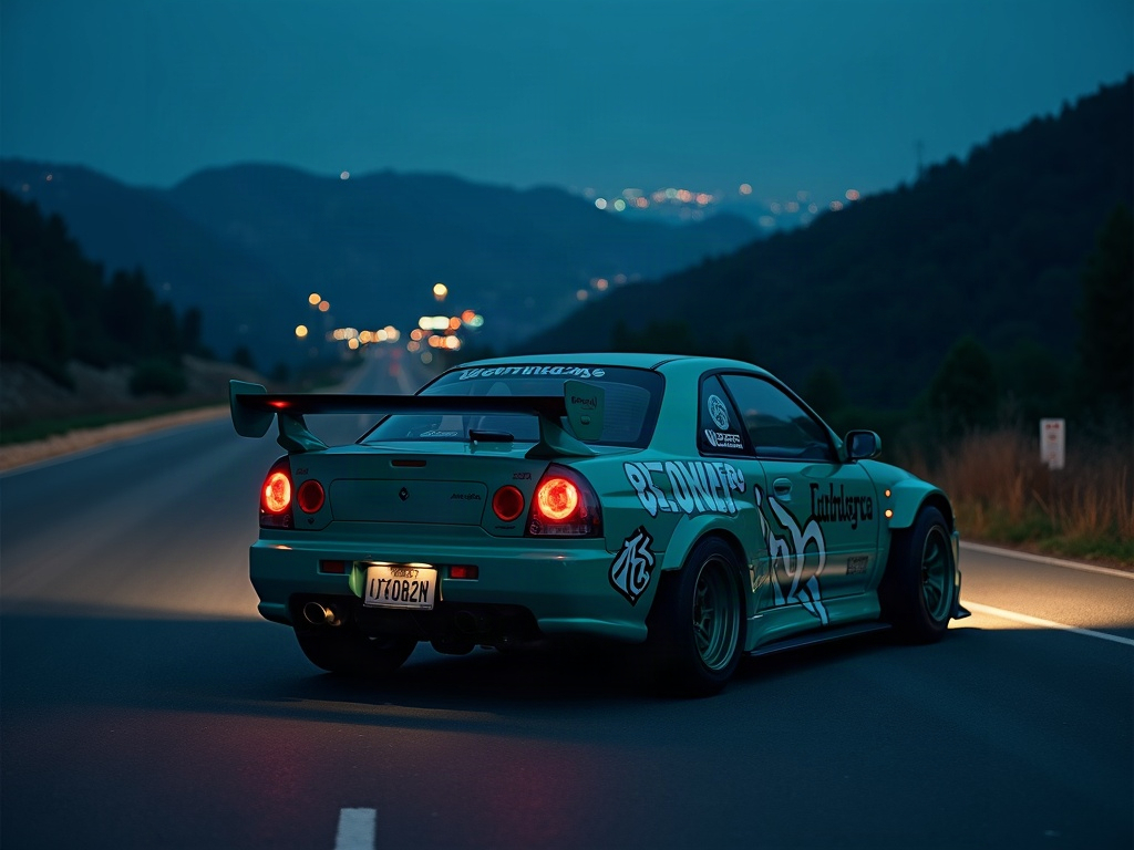 A photorealistic teal JDM widebody hot hatch with tasteful racing live — AI car build by @samleeca