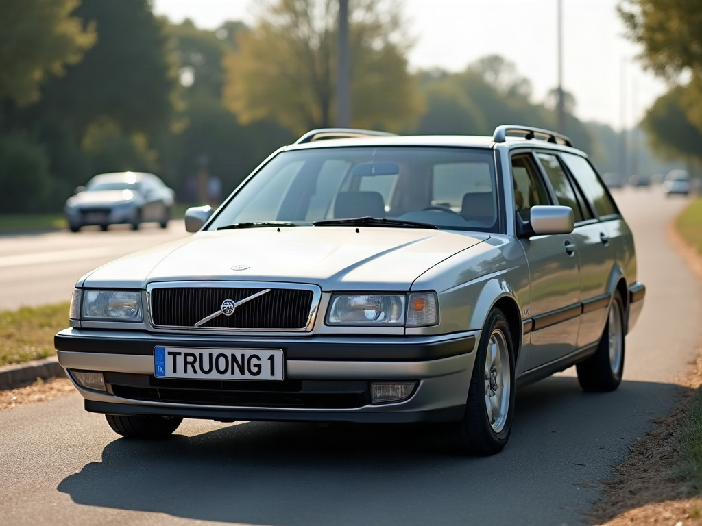 A photorealistic metallic silver estate station wagon — AI car build by @truong123asf