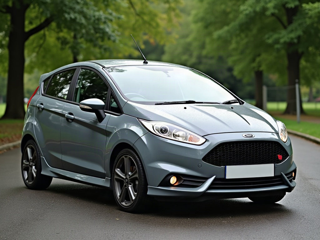 A photorealistic grey compact hatchback — AI car build by @truong123asf