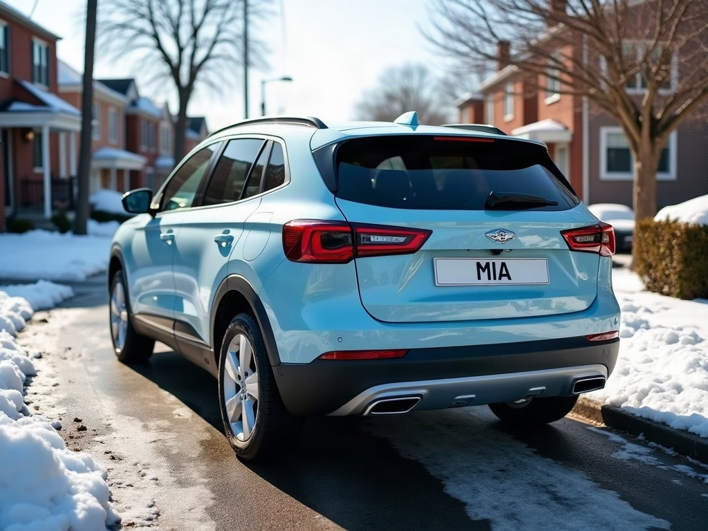 A photorealistic light blue small family SUV — AI car build by @truong123asf