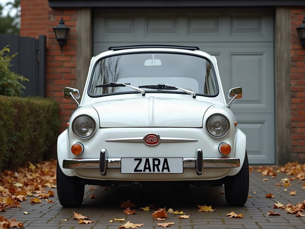 A photorealistic white small city car — AI car build by @marciovieira