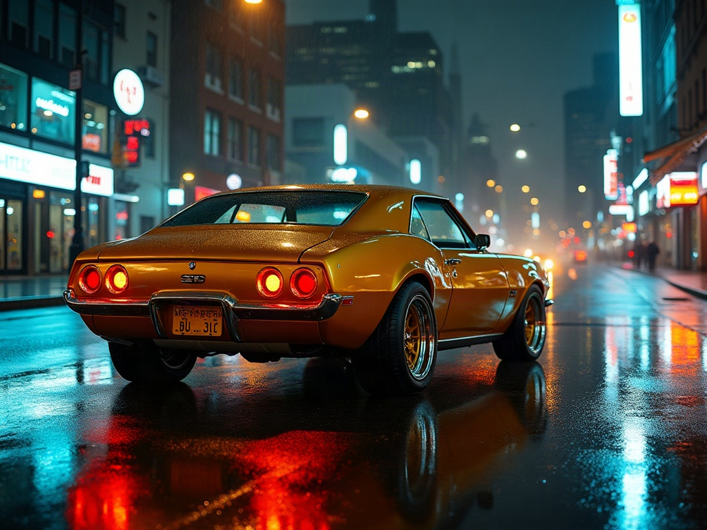 A photorealistic satin gold classic restomod coupe with polished deep- — AI car build by @lmtaniguchi