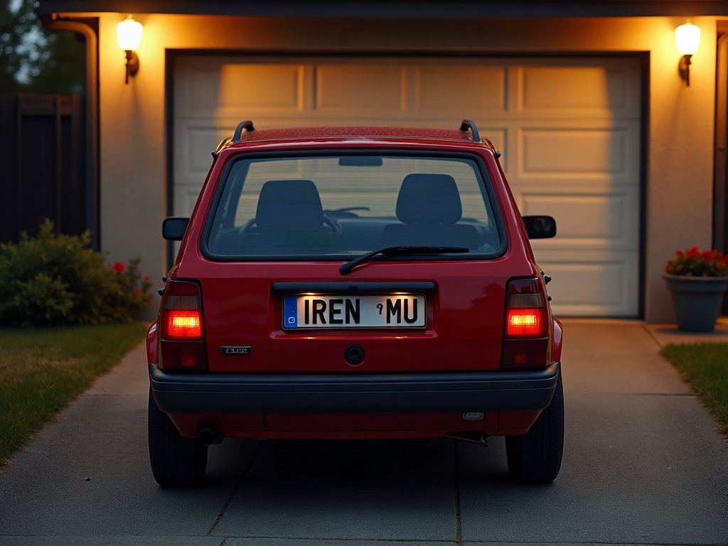 A photorealistic red family hatchback — AI car build by @irenemulwa4