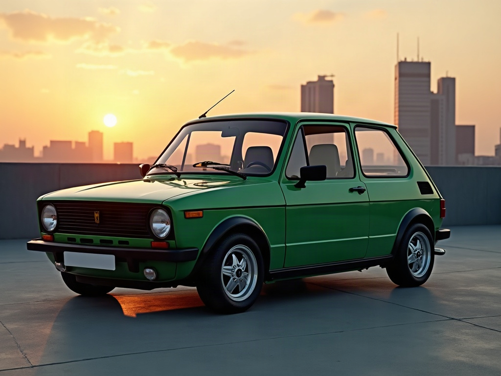A photorealistic British racing green compact hot hatch with silver cr — AI car build by @tadeovalles55
