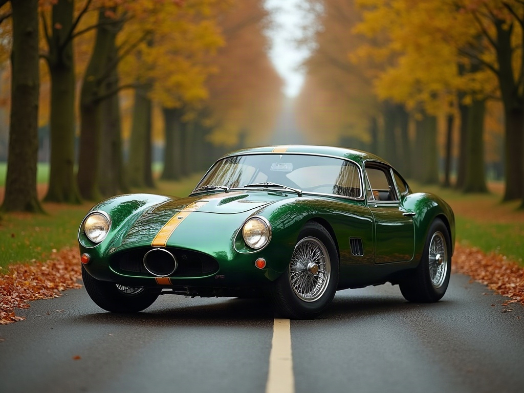 A photorealistic British-racing-green classic restomod coupe with chro — AI car build by @joseroque