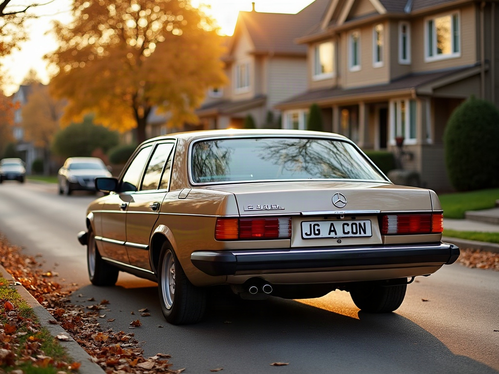 A photorealistic beige executive sedan — AI car build by @solga11