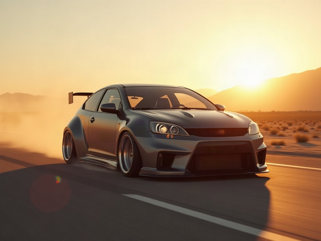 A photorealistic slate grey street tuner hatchback with chrome multi-s — AI car build by @stefanianetti