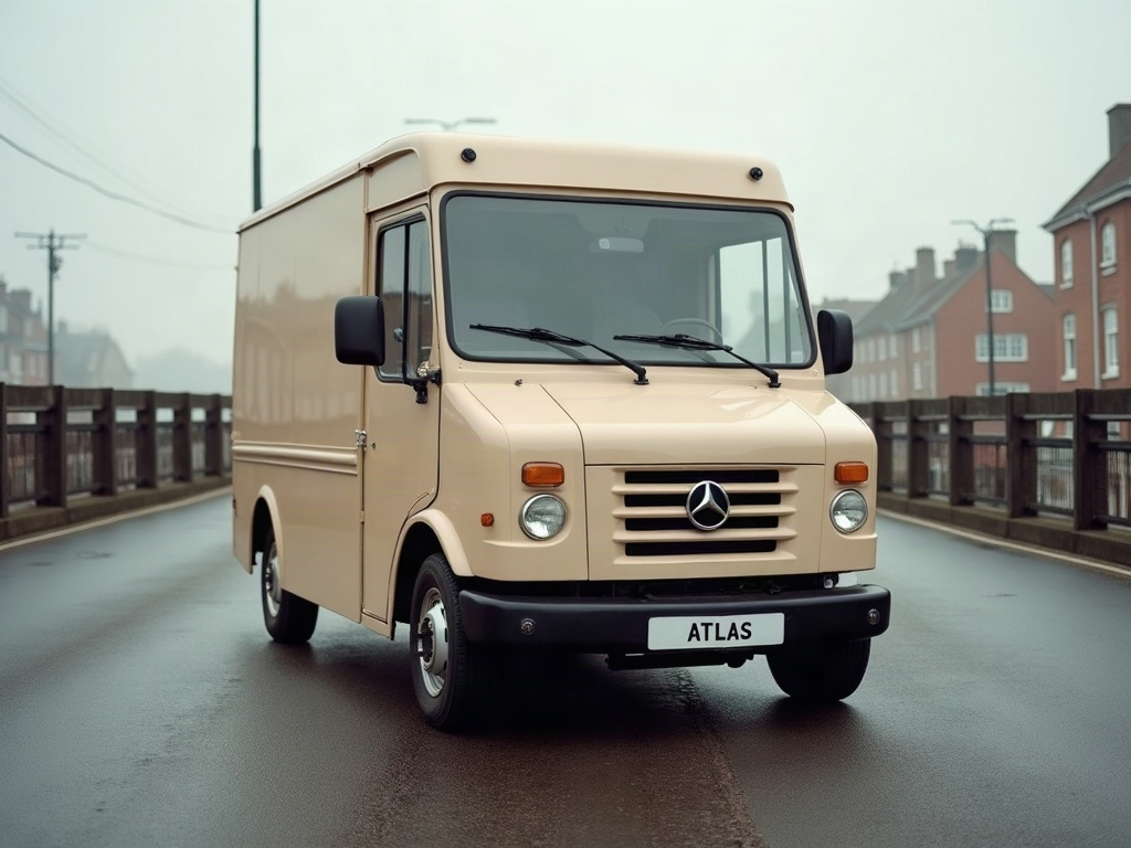 A photorealistic beige small delivery van — AI car build by @iyanu_miracle