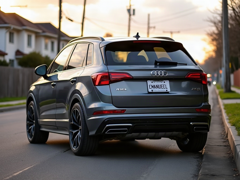 A photorealistic gunmetal grey boxy compact SUV — AI car build by @maurix182
