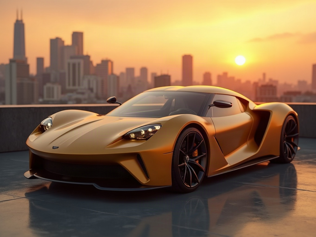 A photorealistic satin-gold grand tourer with a long hood and multi-sp — AI car build by @nicoleclark88