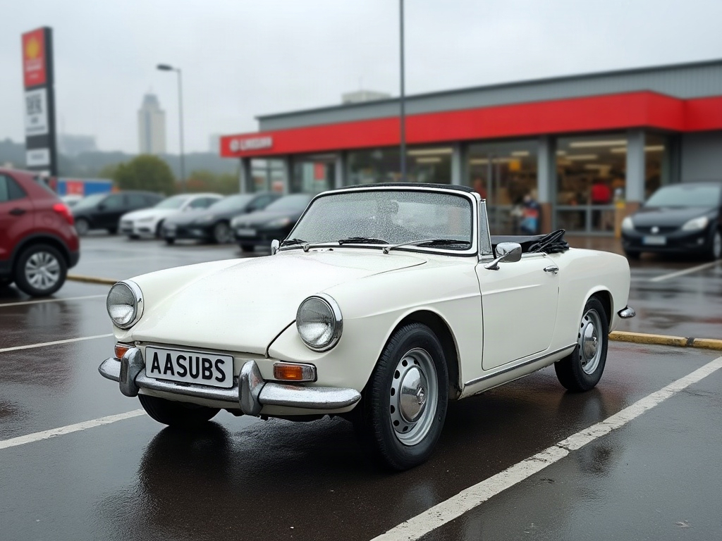 A photorealistic white small convertible — AI car build by @aasubs