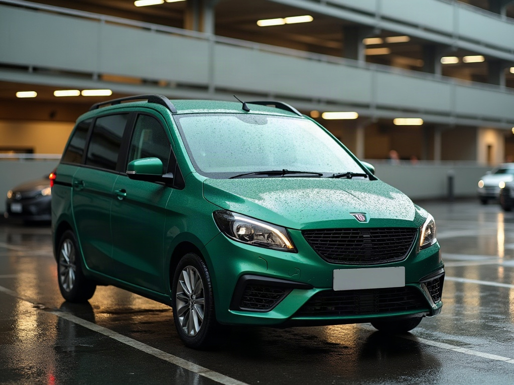 A photorealistic forest green small MPV people carrier — AI car build by @mariachiaraleone16