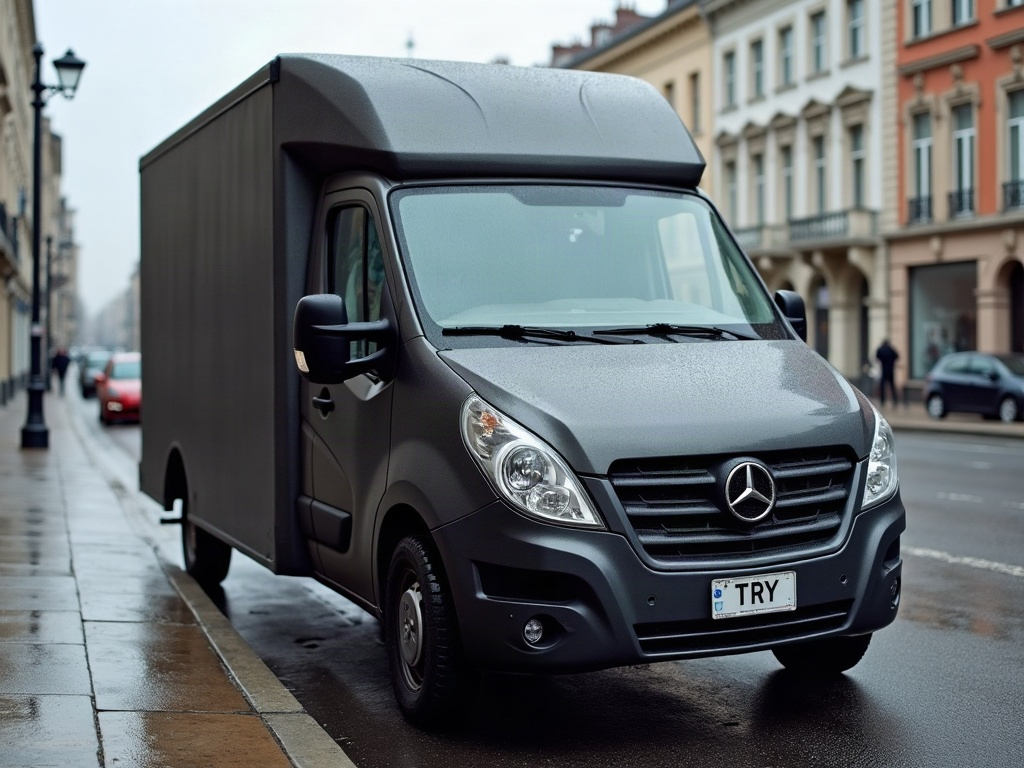 A photorealistic anthracite small delivery van — AI car build by @try