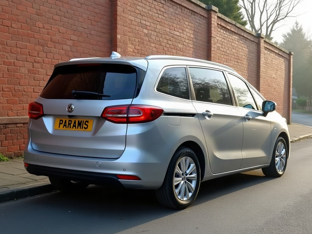 A photorealistic silver seven-seater family MPV — AI car build by @paramism