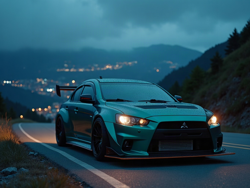 A photorealistic teal JDM widebody hot hatch with tasteful racing live — AI car build by @vslaiims