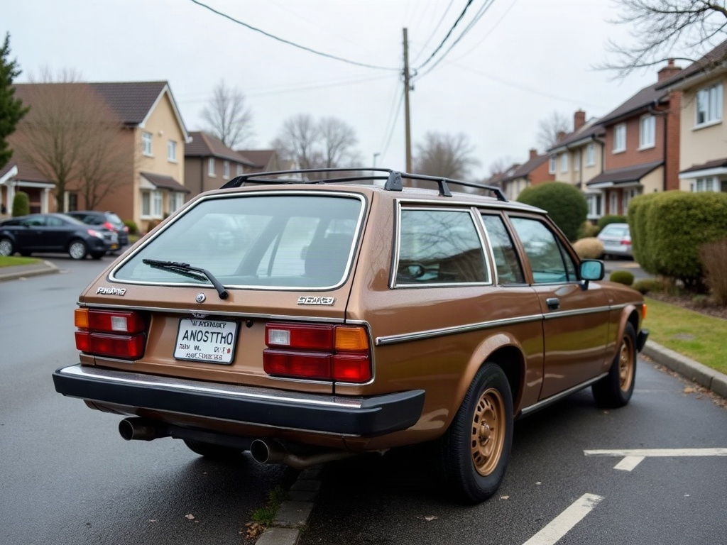 A photorealistic brown high-roof estate — AI car build by @amostrowska