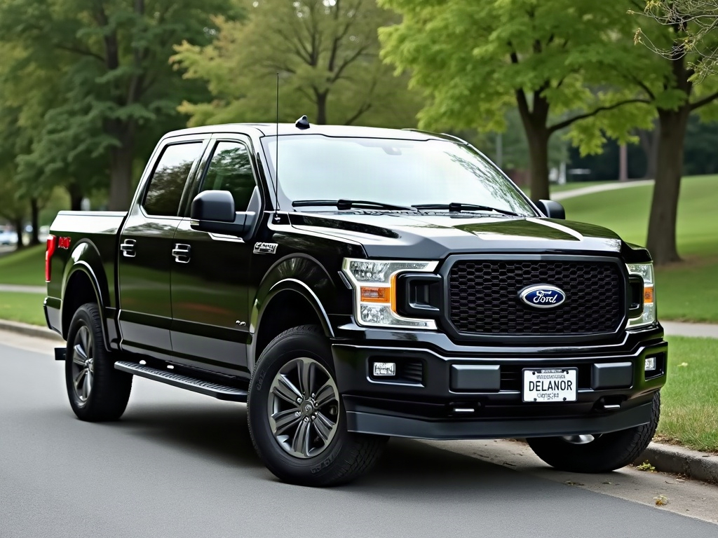 A photorealistic black double-cab pickup truck — AI car build by @zhukovetssophie