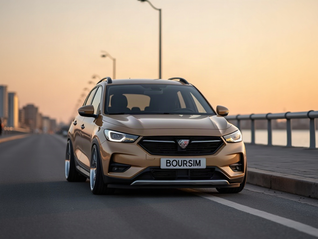 A photorealistic sand compact crossover — AI car build by @ventannasmorellidava