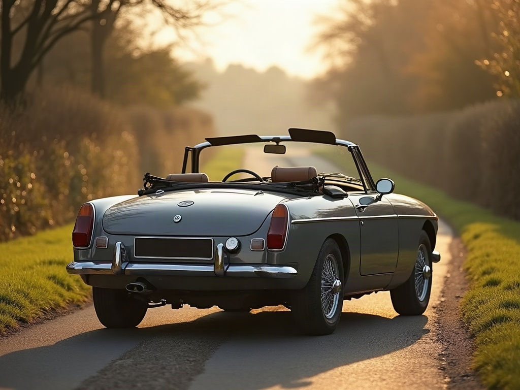 A photorealistic gunmetal grey small convertible — AI car build by @evadinadossantos